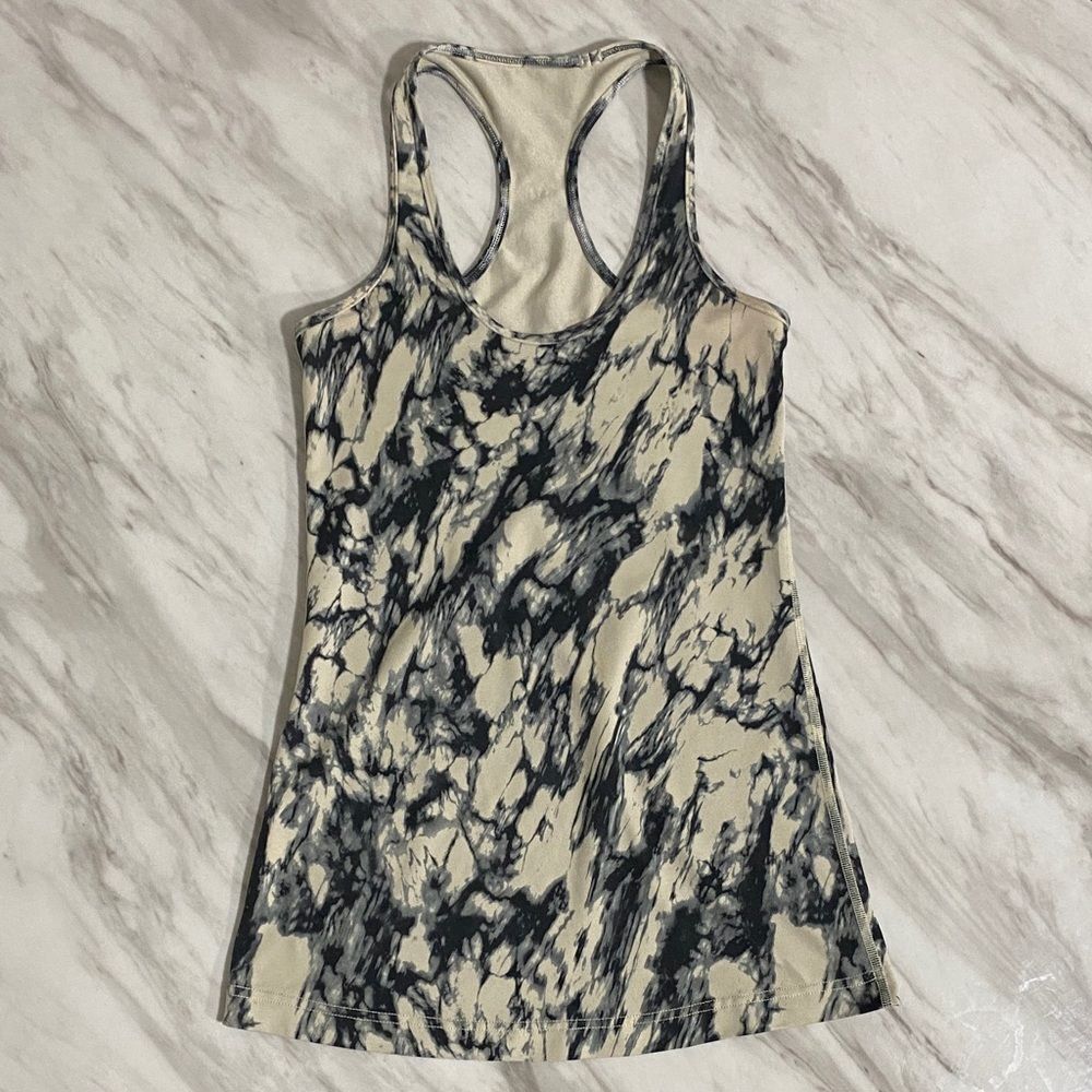 Lululemon Cool Racerback Tank Great Granite Black Mojave Tan Size 4 Long Luon - Picture 7 of 11